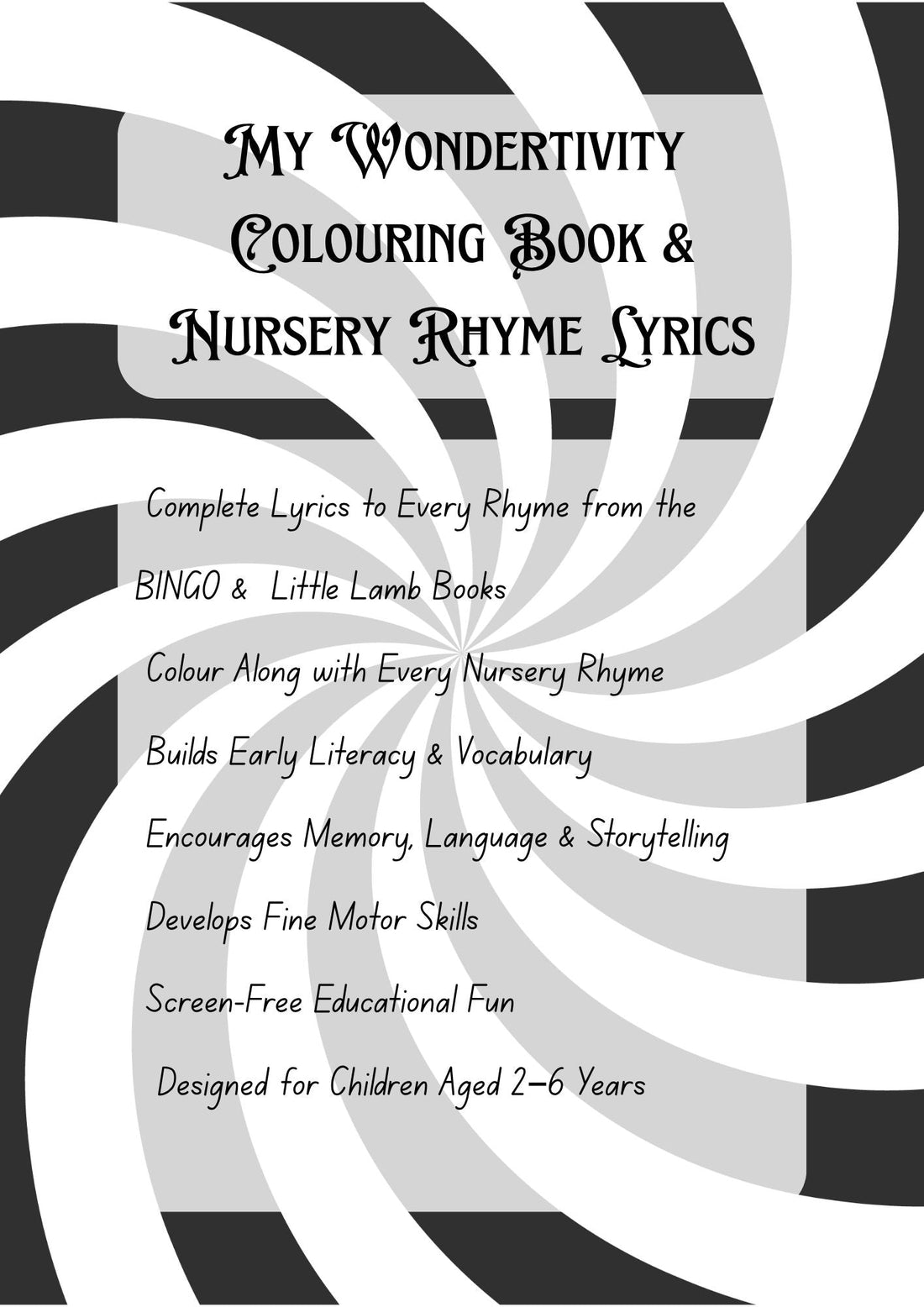 My Wondertivity Colouring Book & Nursery Rhyme Lyrics DIGITAL DOWNLOAD - Wondertivity
