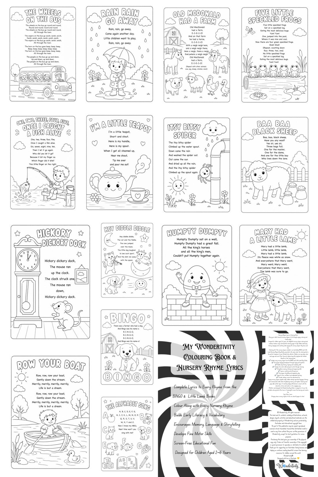 My Wondertivity Colouring Book & Nursery Rhyme Lyrics DIGITAL DOWNLOAD - Wondertivity