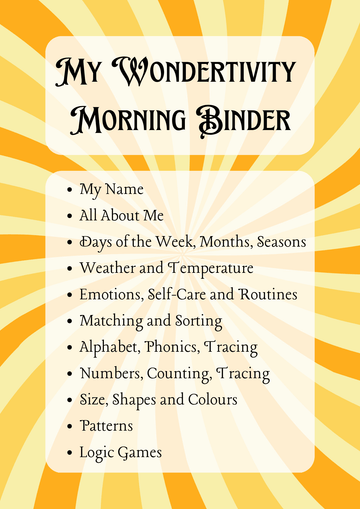 My Wondertivity Morning Binder DIGITAL DOWNLOAD - Wondertivity